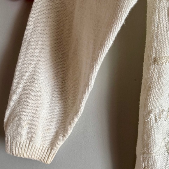 Vintage 90’s Victoria Harbour Cream Beaded Tunic Crewneck Pullover Sweater Large - Picture 7 of 8